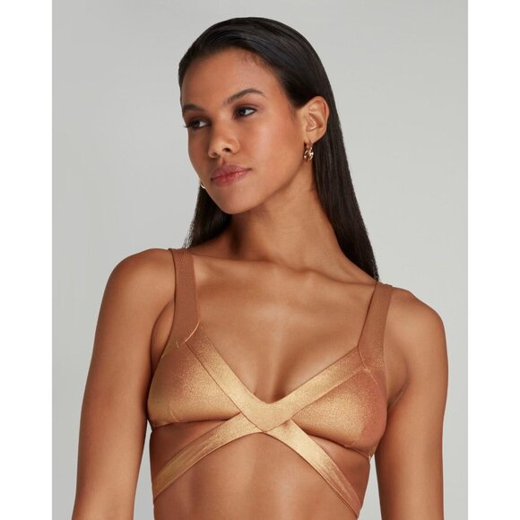 Agent Provocateur Mazzy Gold Bikini Top AP5 Extra Large NWT $120 - Picture 1 of 9